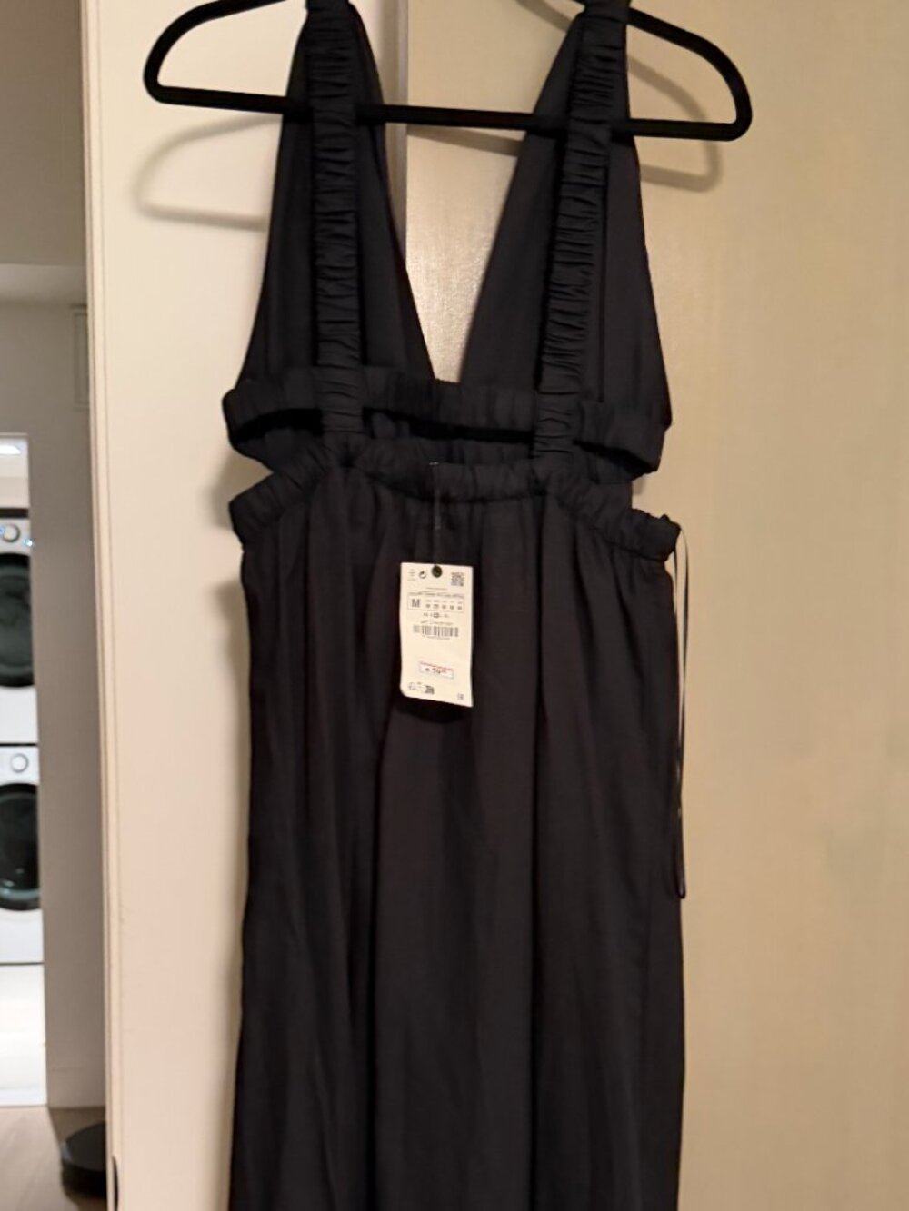 NWT Zara Maxi Tank Black Dress with Cutout Back Size M